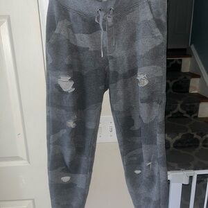 Aerie Gray Camouflage Distressed Jogger Pants